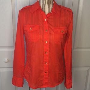 Tory Burch red-orange button down shirt